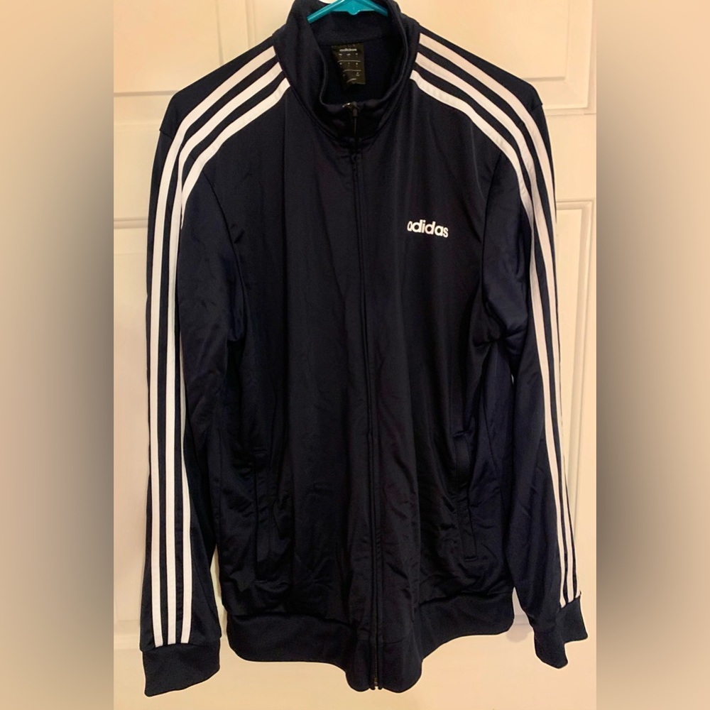 Men’s ADIDAS Athletic/Track Jacket Size L Cotton Full-Zip Unisex Dark Navy